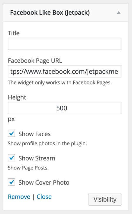 Facebook Like Box Widget options