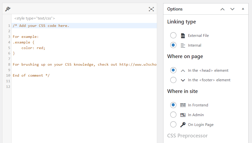 adding CSS with a WordPress plugin