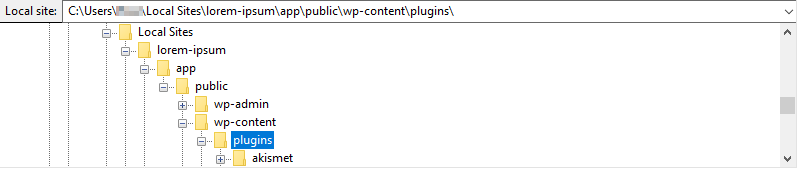wp-content/plugins folder via FTP