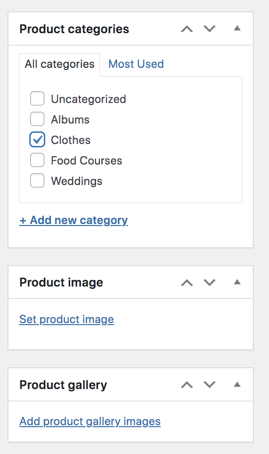 selecting a product category and adding images