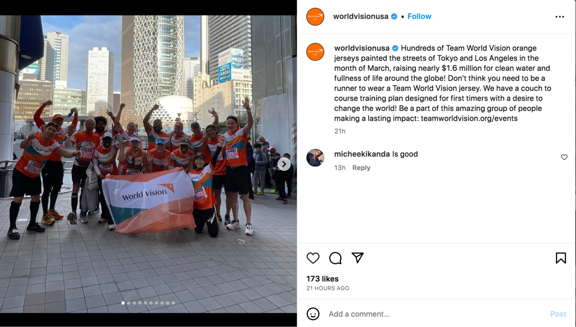 Instagram post from World Vision