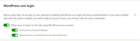turning on two-factor authentication in WordPress.com