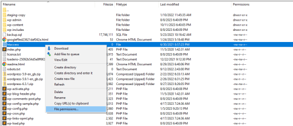 editing file permissions in FileZillal